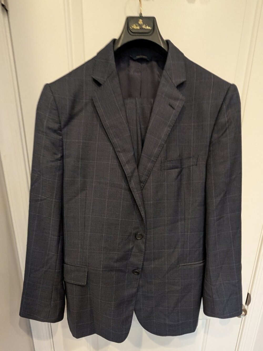 Brooks Brothers Classic Fit Wool Windowpane 1818 Suit, Size 46R W40 (Tailored)